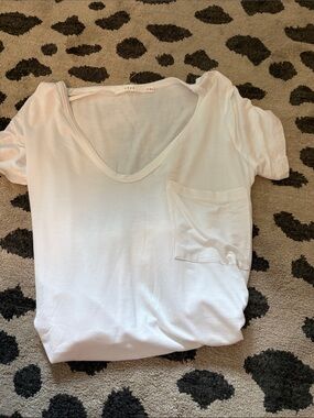 Lush White V-Neck Pocket Tee